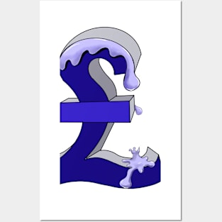 Rich - Cash - British Pound Sign with drips -  UK London England Currency Money Posters and Art